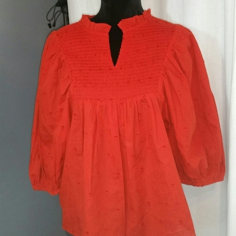 Boho style smocked blouse